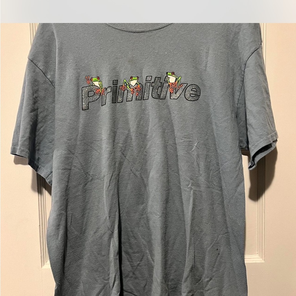 Primitive Gray Short Sleeve Tee with Vibrant Logo